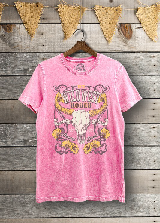 Pink Vintage Wild West Rodeo short sleeve T-Shirt
