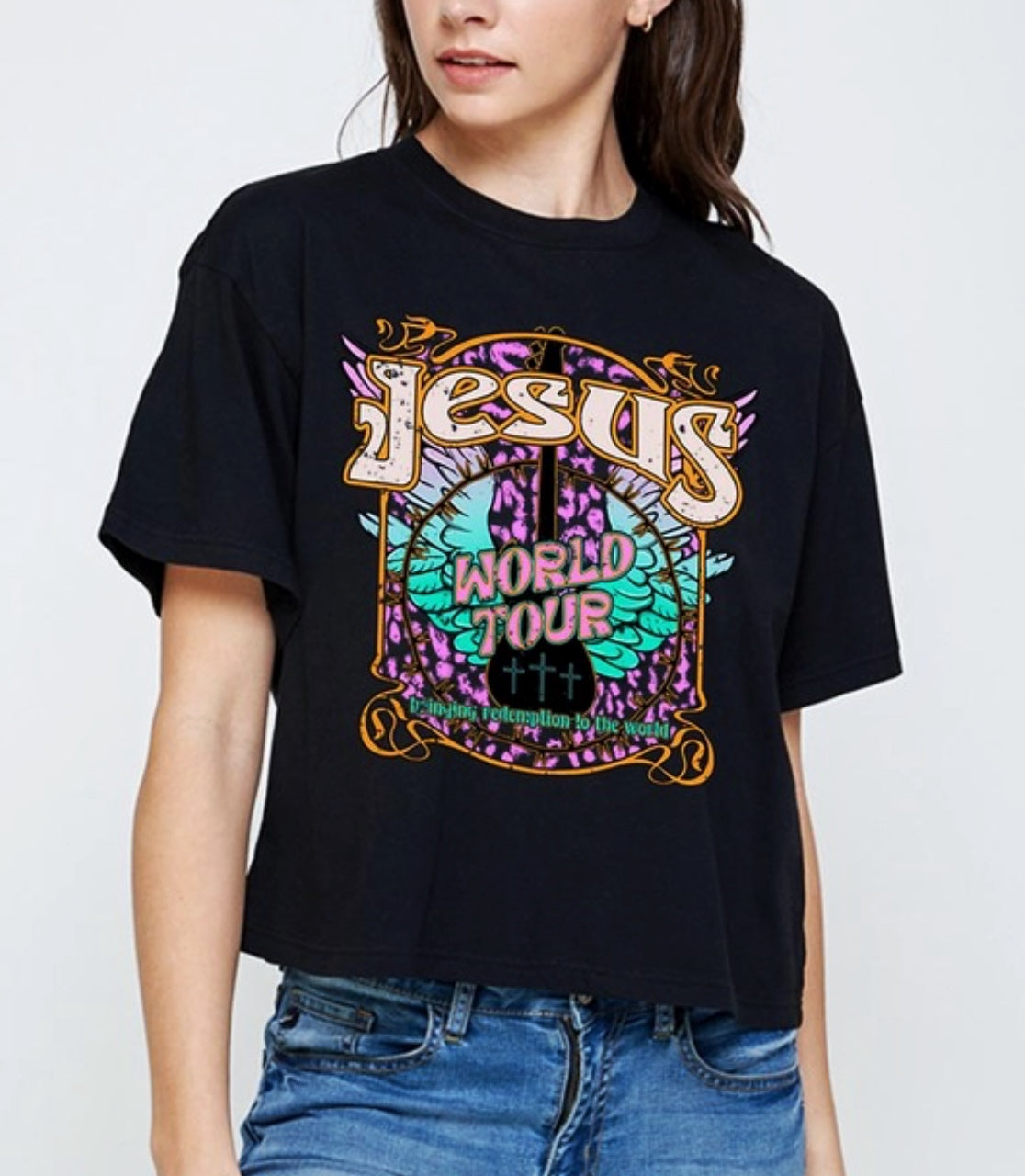 Jesus World Tour Graphic Relaxed Crop Top