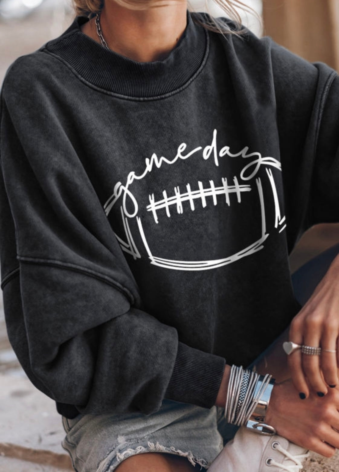 Black Game Day Graphic Sweatshirt