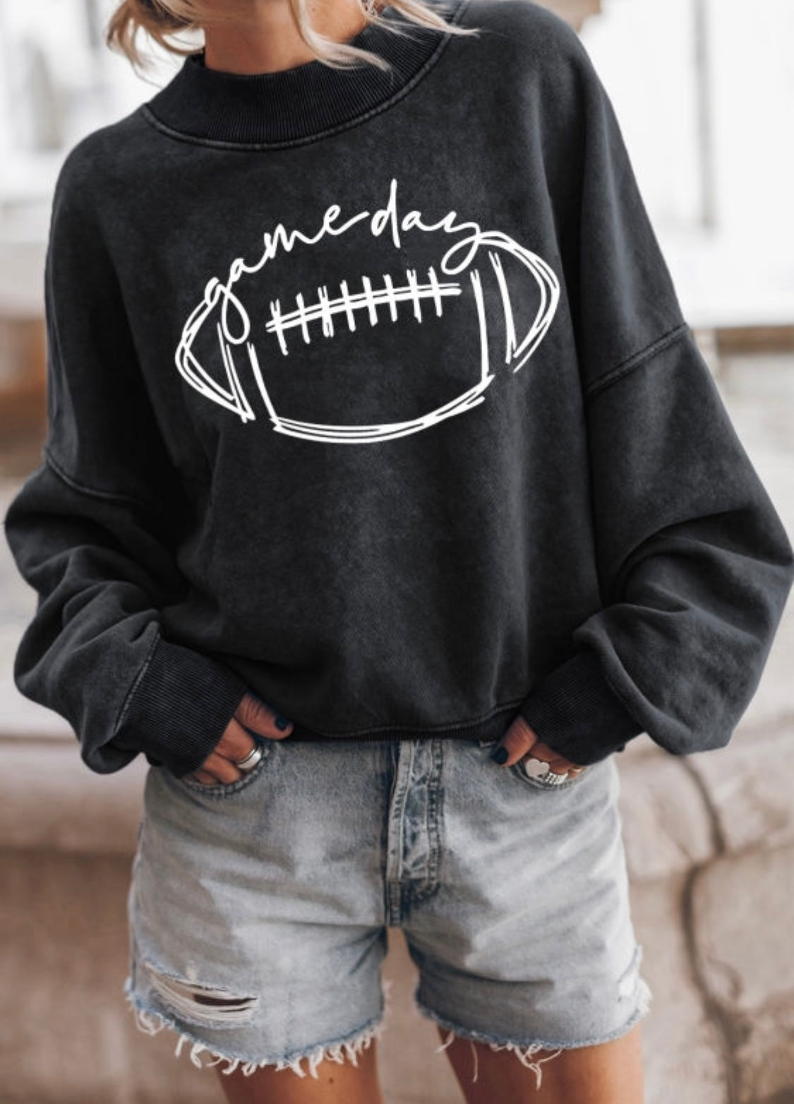 Black Game Day Graphic Sweatshirt